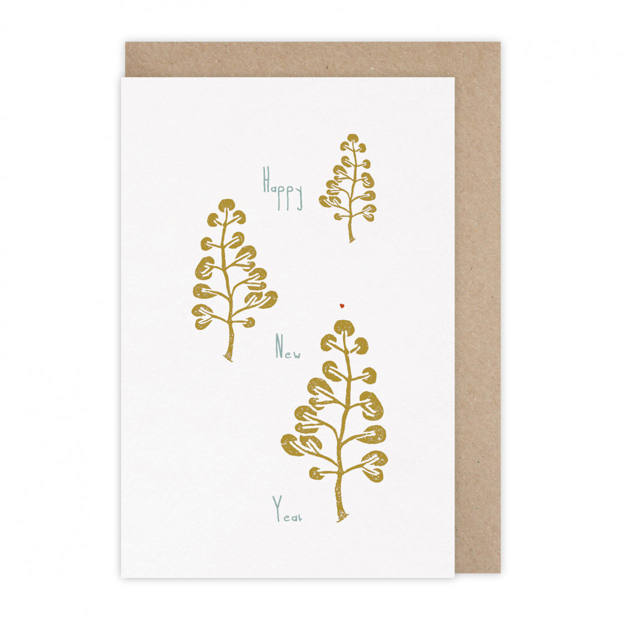 Carte - Happy New Year Sapins (Or)