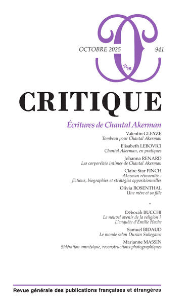 Critique 941 - Écritures de Chantal Akerman